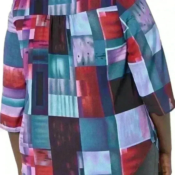 New AVENUE Eastbrook Print Blouse Top - purple plus 14 - Picture 4 of 6